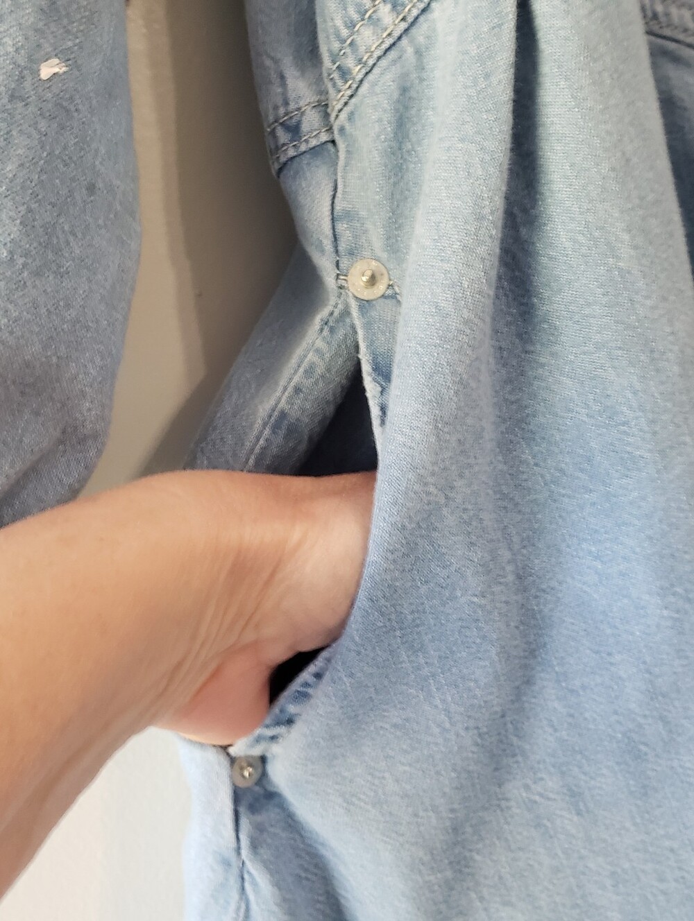 We The Free The Hannah Light Wash Denim Button Front Mini Shirtdress Women Small - Picture 6 of 14
